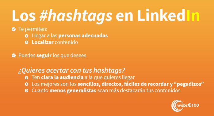 LinkedIn hashtags - Infografía