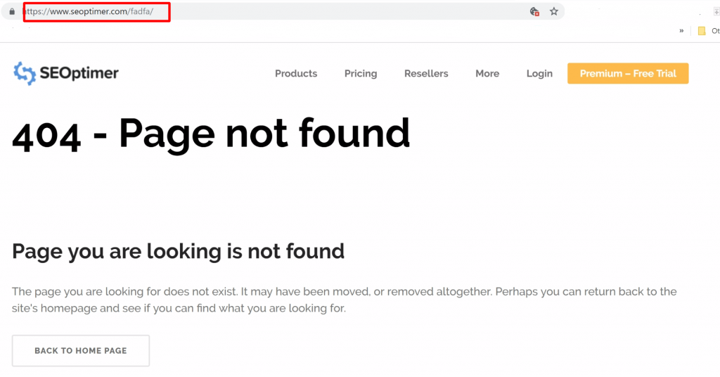 404 page not found error message